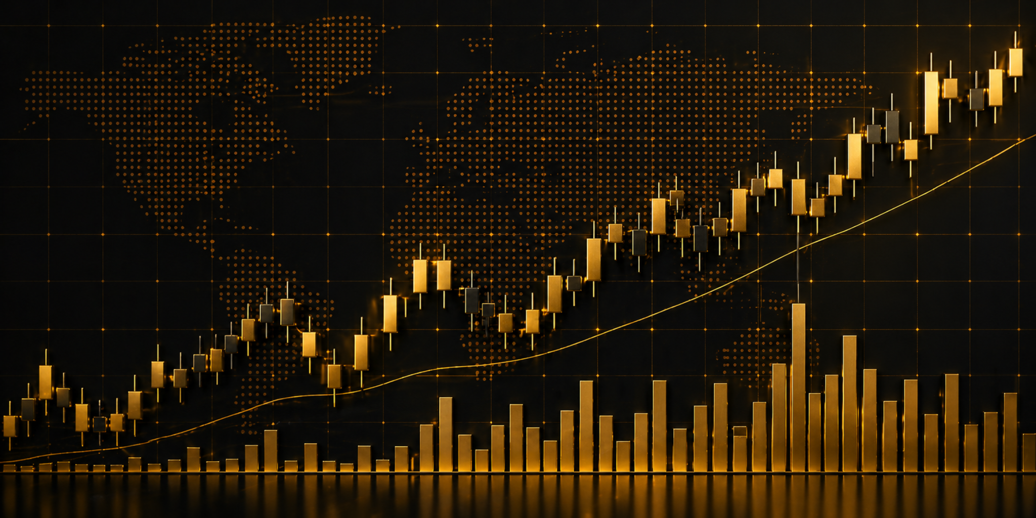 Black and gold candlestick stock pattern banner